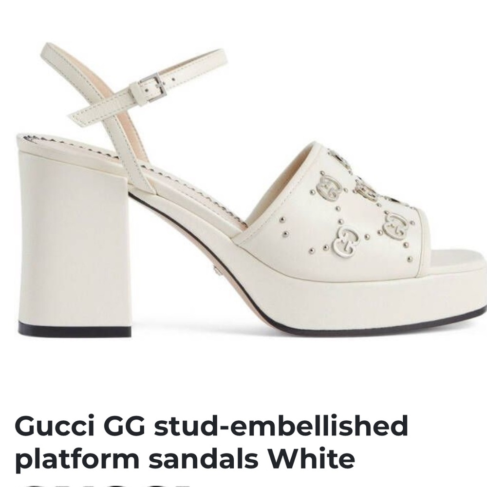 Size 41 White GG stud embellished platform sandals - only worn once! - Picture 3 of 7